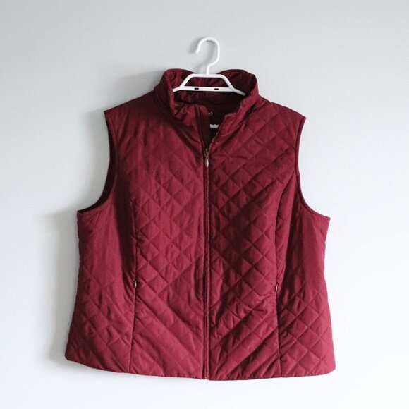Northern Reflections Women's XL Maroon Quilted Full Zip Sleeveless Jacket Vest - Picture 1 of 12